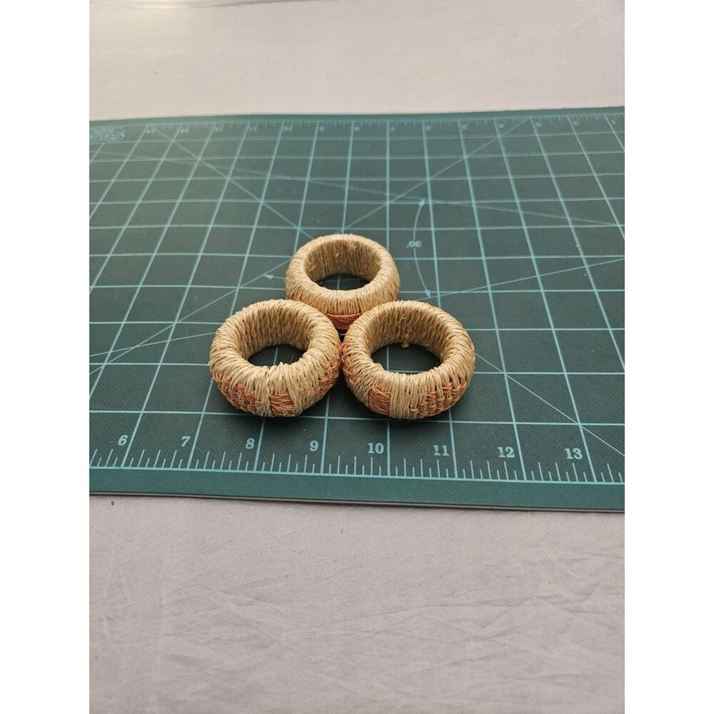 Jute Woven Natural Napkin Rings Lot of 3